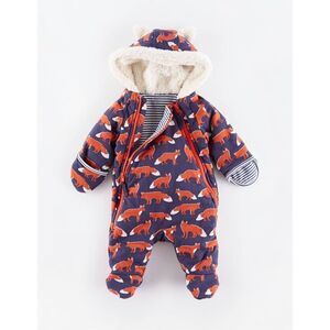 NWOT Baby Boden Cozy All In One Hooded Fox Snowsuit 3-6 Months